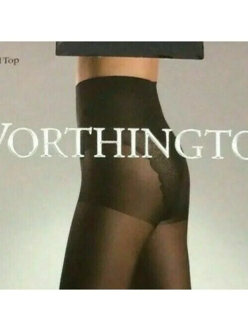 JCPenney Worthington Pantyhose Sz Small Black Scallop Tanga Panty Control Top